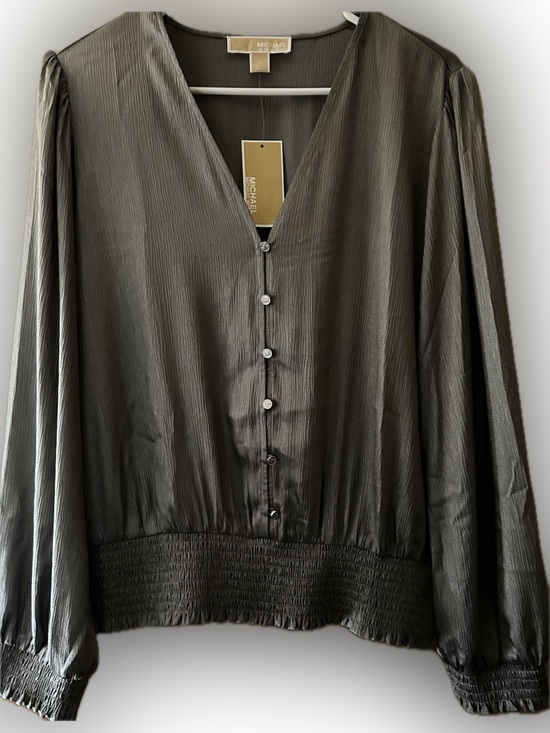 Michael Kors Tops - 🩶 NEW 🩶 Michael Kors Gunmetal Metallic Blouse Size XL 🩶